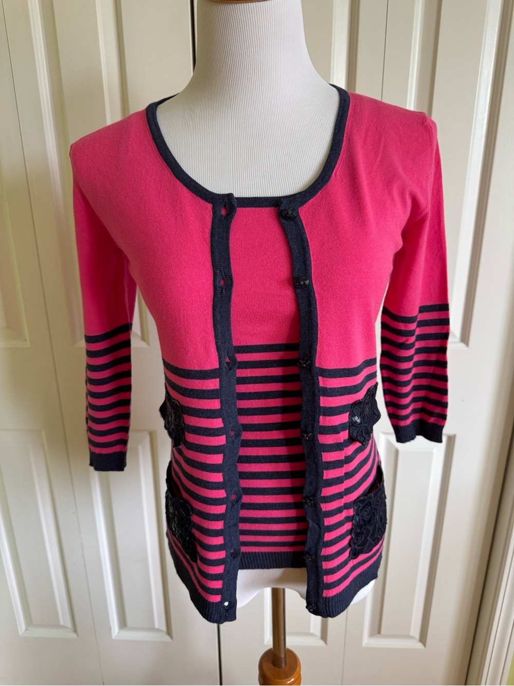 VDP Collection Pink/Navy Cardigan Set 6/42